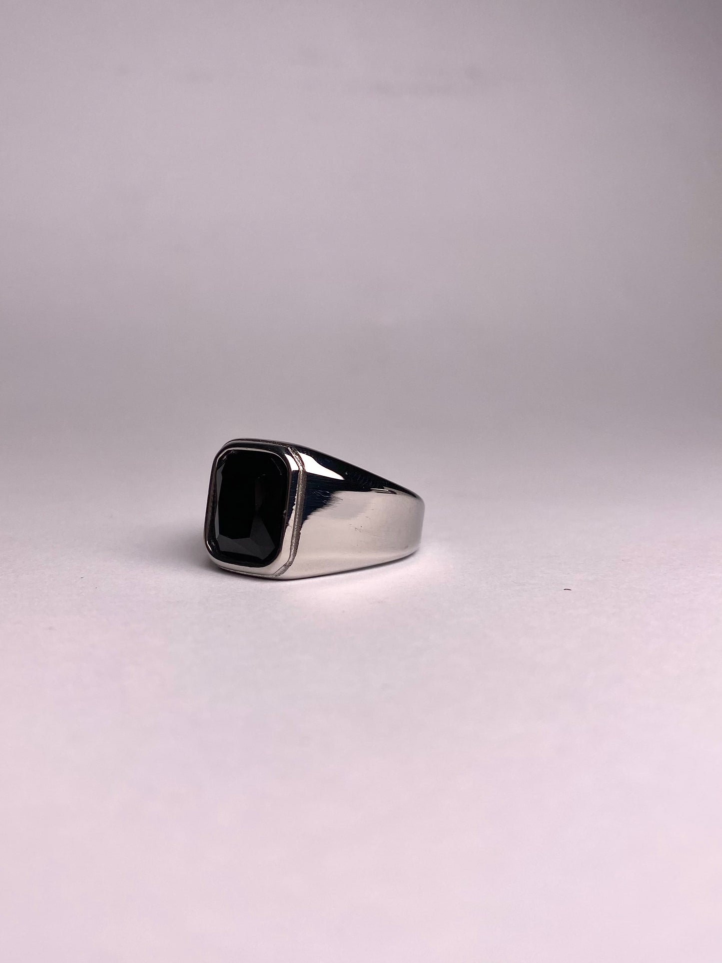 Square Black Agate Ring