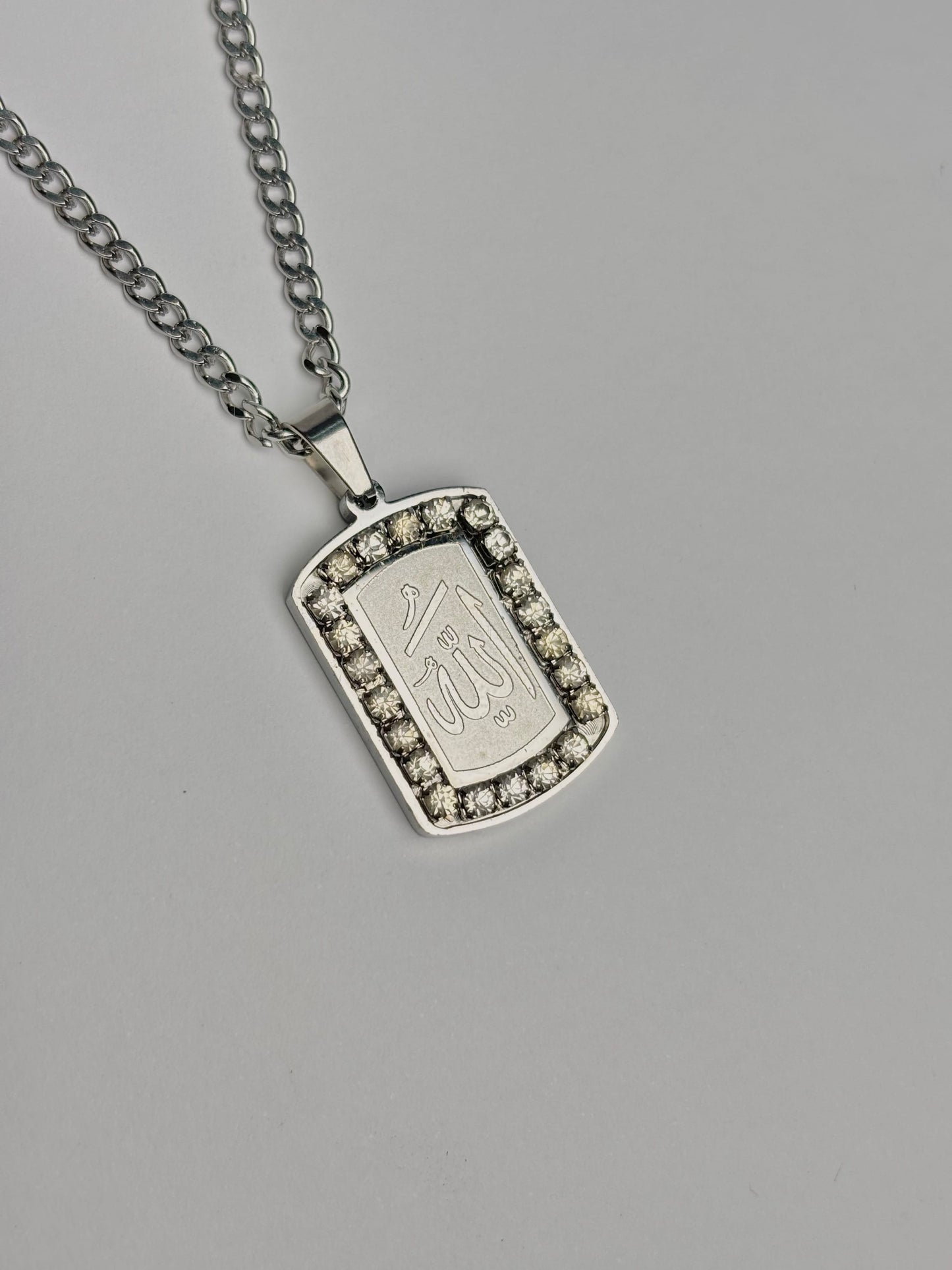 Allah Necklace with Crystal Stones border [Large]