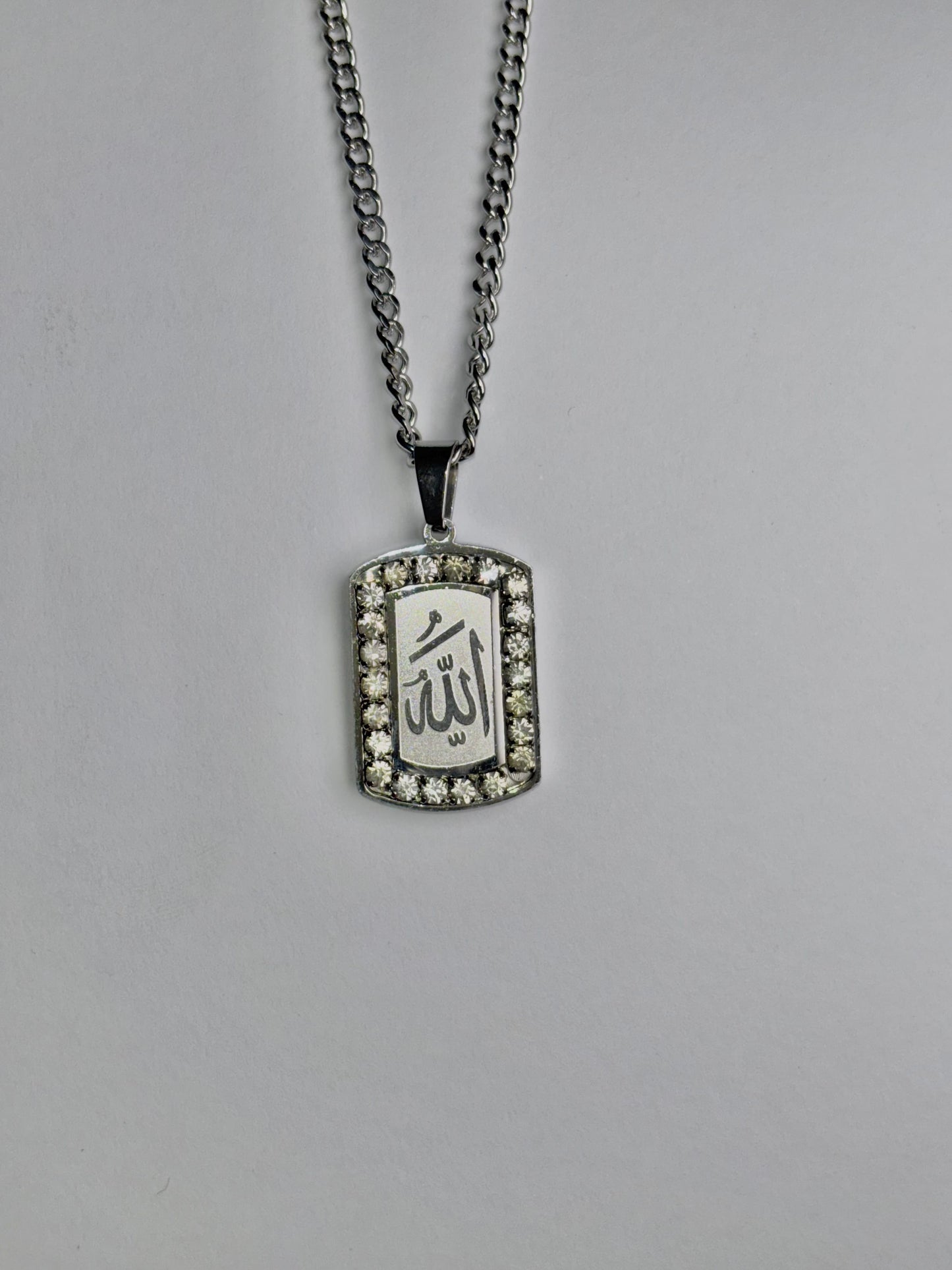 Allah Necklace with Crystal Stones border [Large]