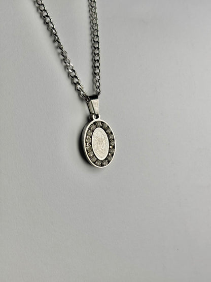 Oval Allah Necklace Outlined With Stones