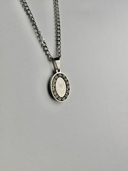 Oval Allah Necklace Outlined With Stones