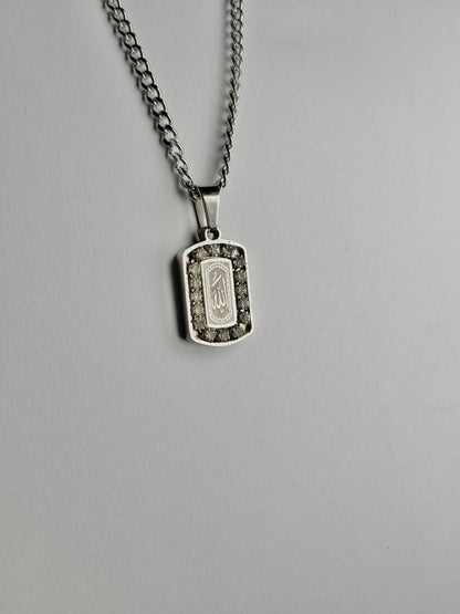 Allah Necklace with Crystal Stones border [Small]