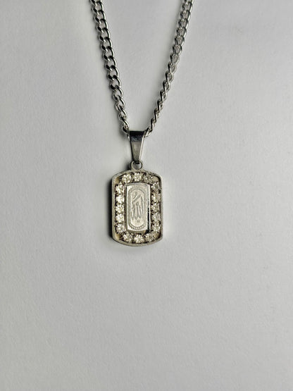 Allah Necklace with Crystal Stones border [Small]