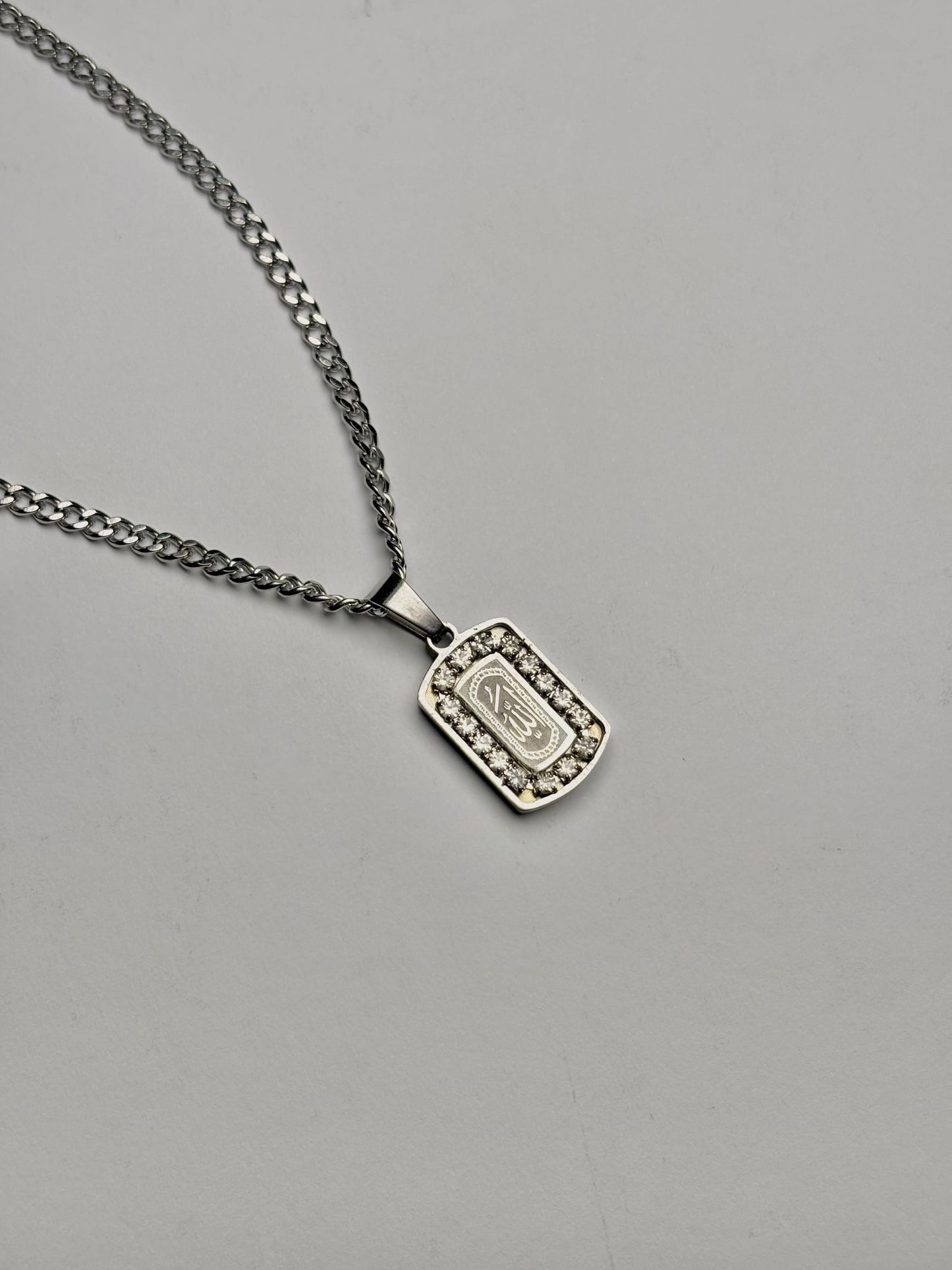 Allah Necklace with Crystal Stones border [Small]