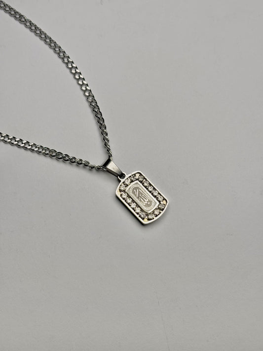 Allah Necklace with Crystal Stones border [Small]