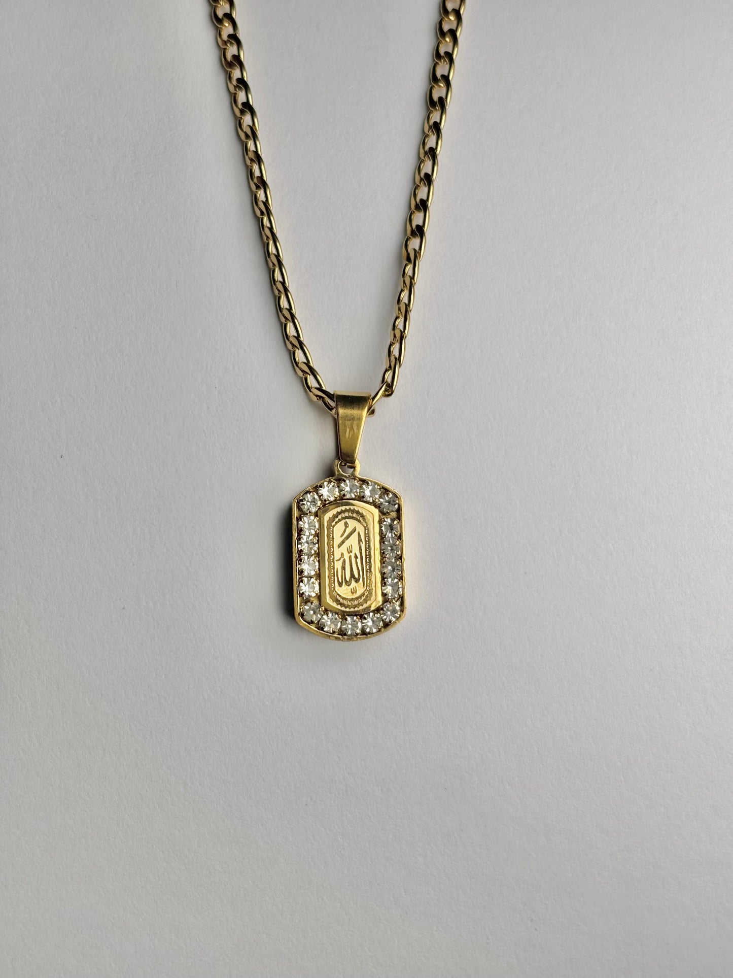 Allah Pendant Necklace with Crystal Stones