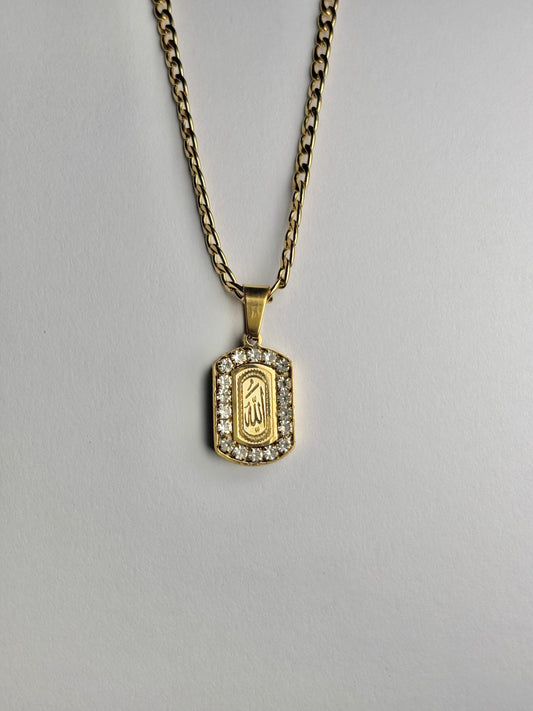 Allah Pendant Necklace with Crystal Stones
