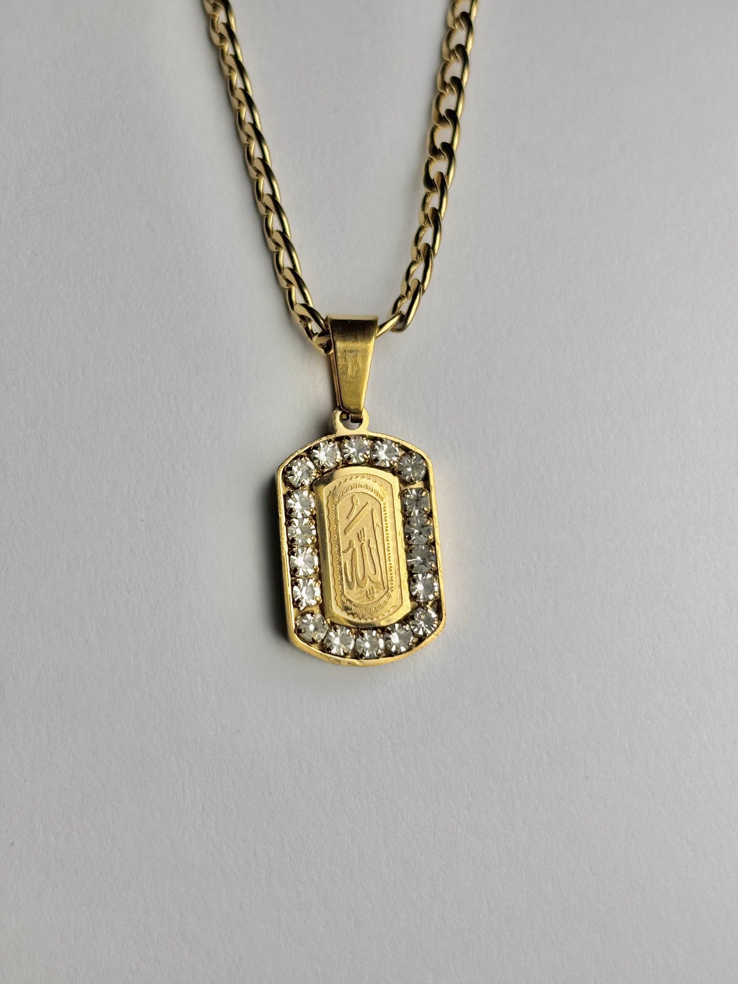 Allah Pendant Necklace with Crystal Stones