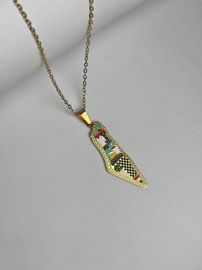Palestine Heritage Map Necklace [Golden]