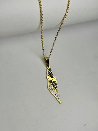 Palestine Map Keffiyeh Necklace [Golden]