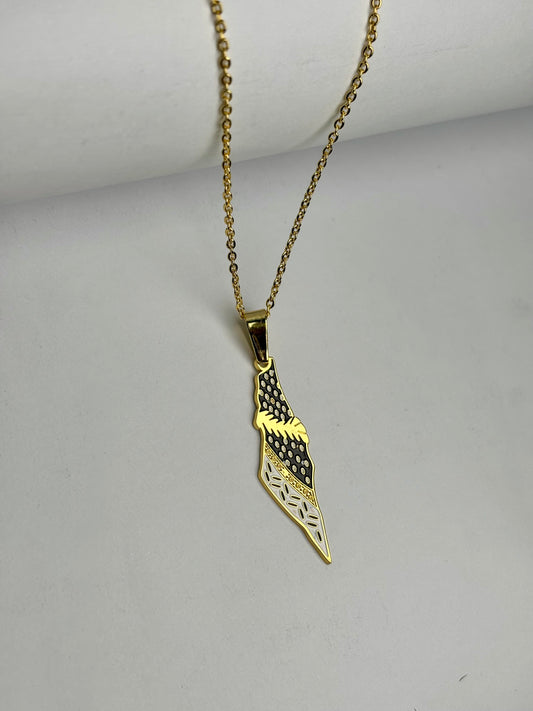 Palestine Map Keffiyeh Necklace [Golden]