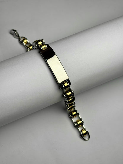 Custom Plate biker chain bracelet [Golden]