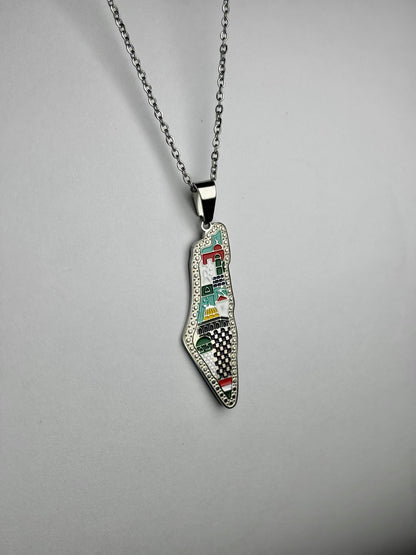 Palestine Heritage Map Necklace