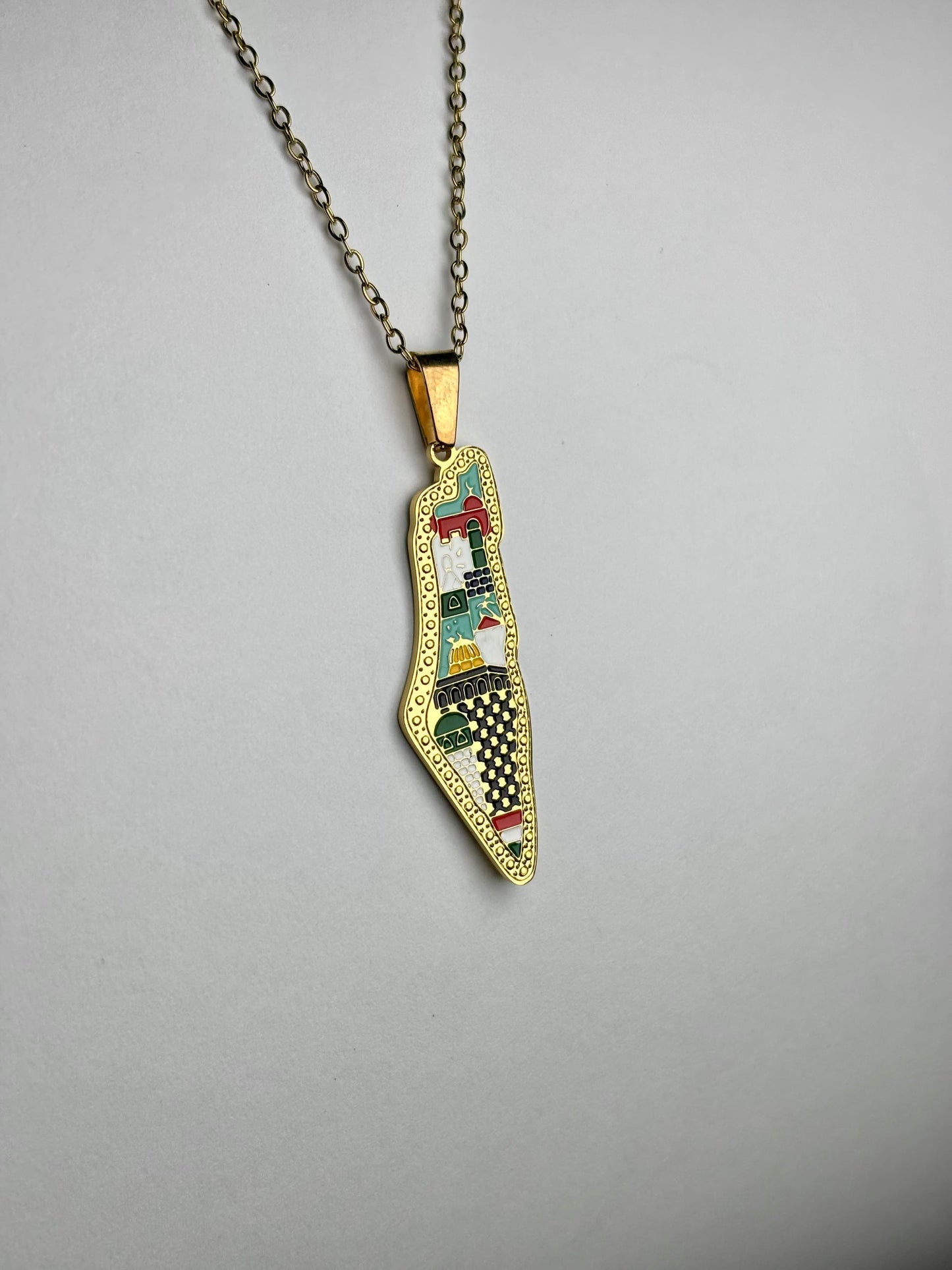 Palestine Heritage Map Necklace [Golden]