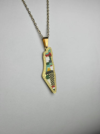 Palestine Heritage Map Necklace [Golden]