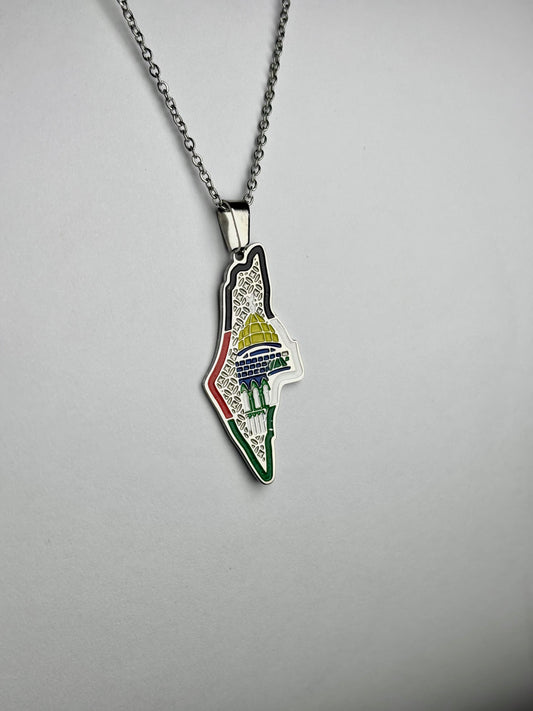 Masjid Al-Aqsa Palestine Map Necklace