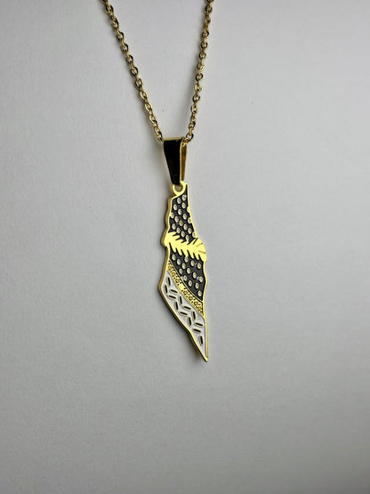 Palestine Map Keffiyeh Necklace [Golden]