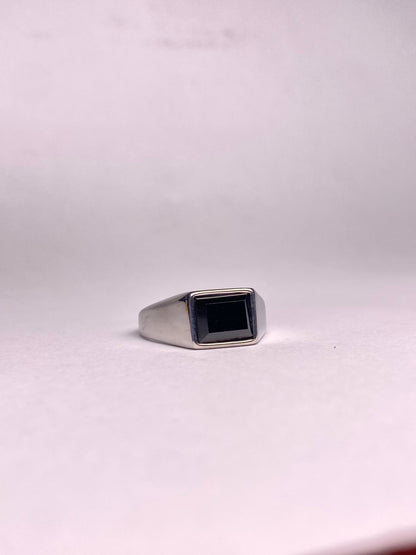 Sleek Black Agate Ring