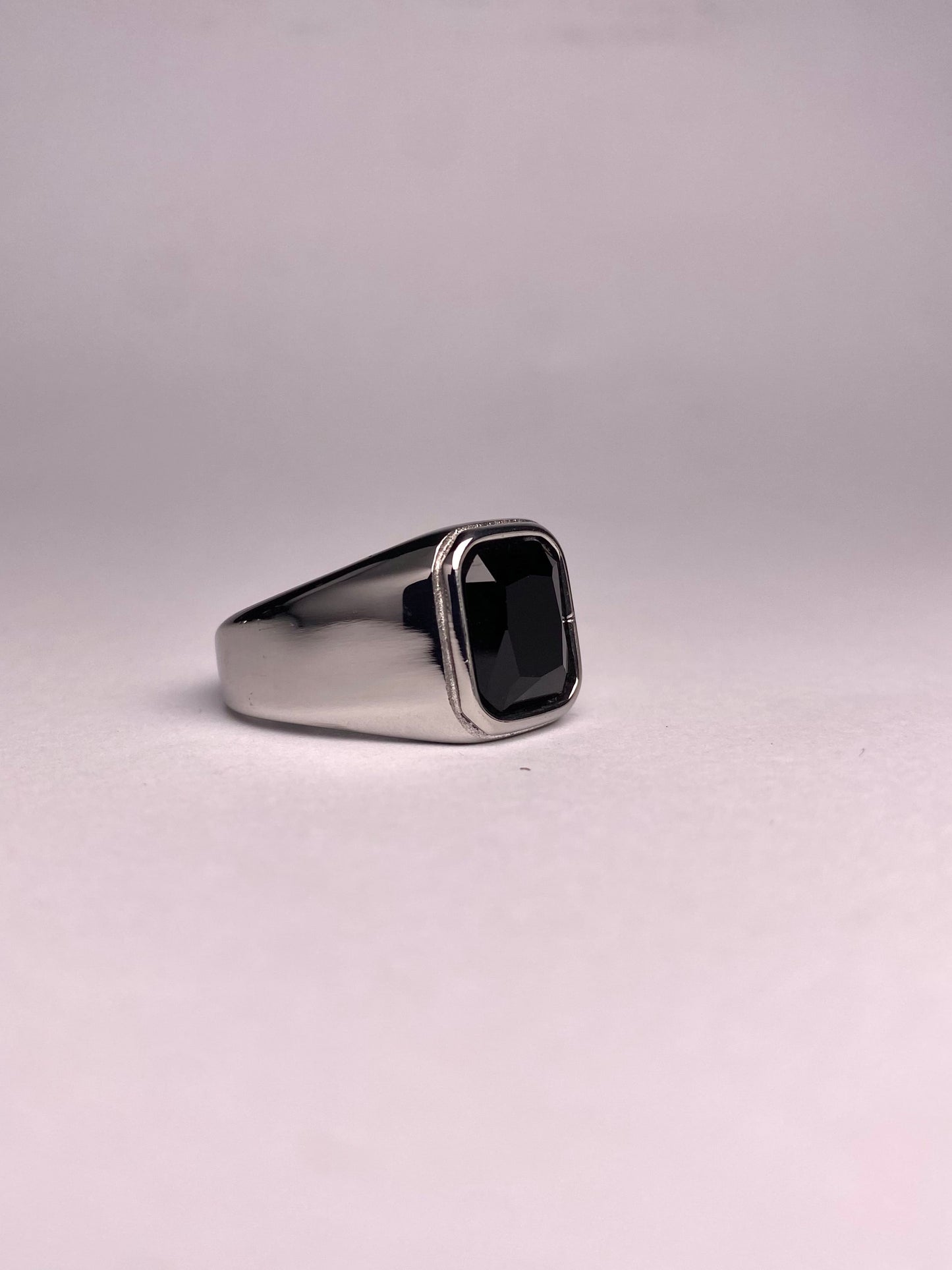 Square Black Agate Ring
