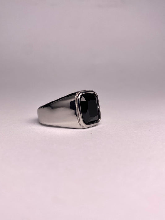 Square Black Agate Ring