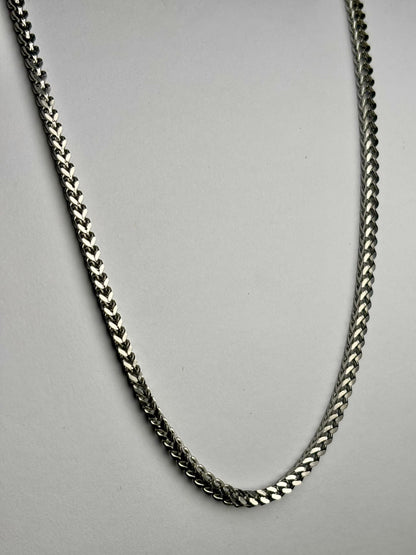 Men stainless steel foxtail chain necklace in Pakistan, polished silver foxtail link chain waterproof anti rust durable everyday men jewelry