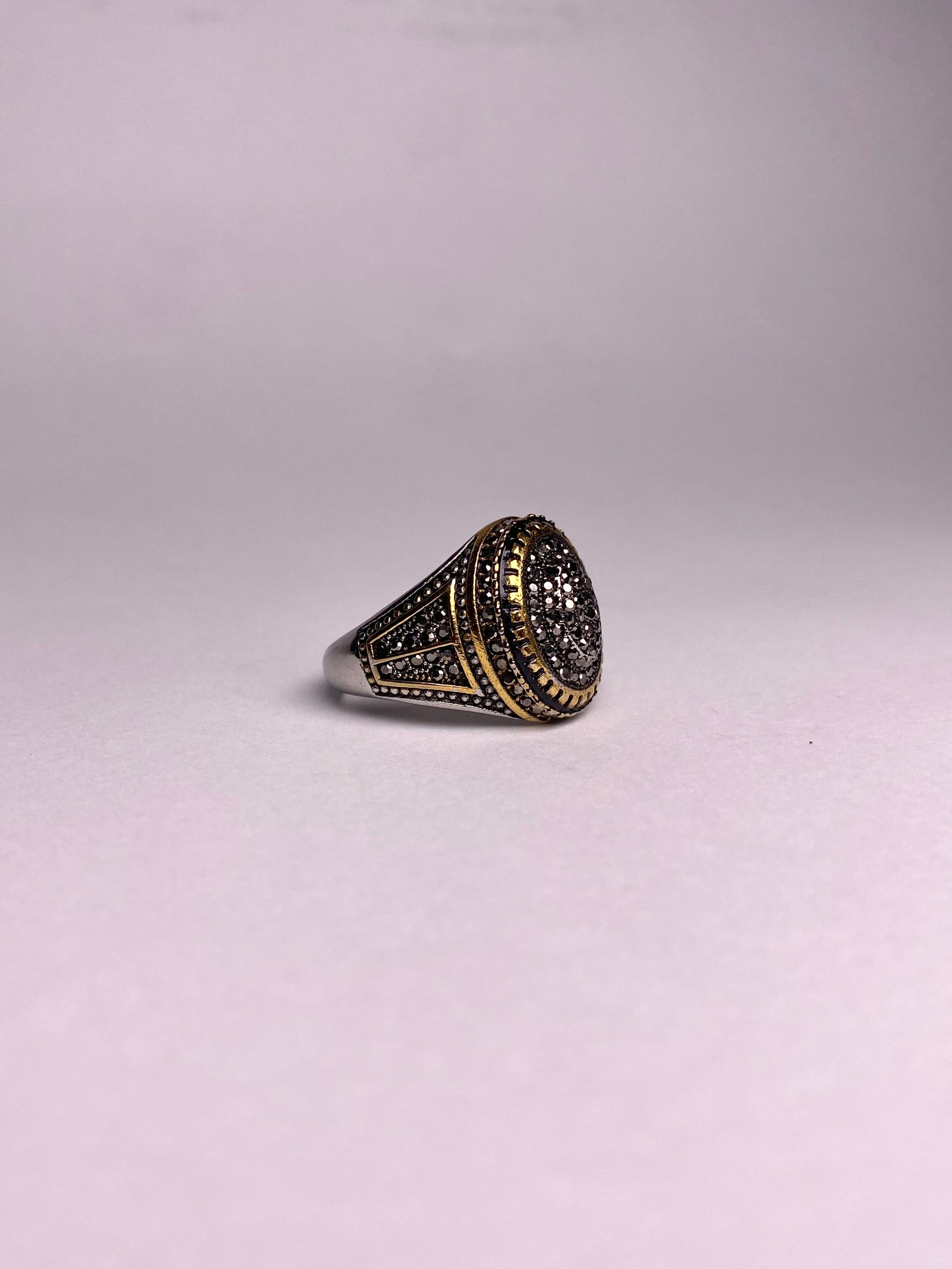 Side view of men’s antique engraved ring, Turkish style statement ring with detailed craftsmanship, premium men jewelry in Pakistan