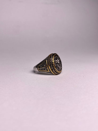 Side view of men’s antique engraved ring, Turkish style statement ring with detailed craftsmanship, premium men jewelry in Pakistan