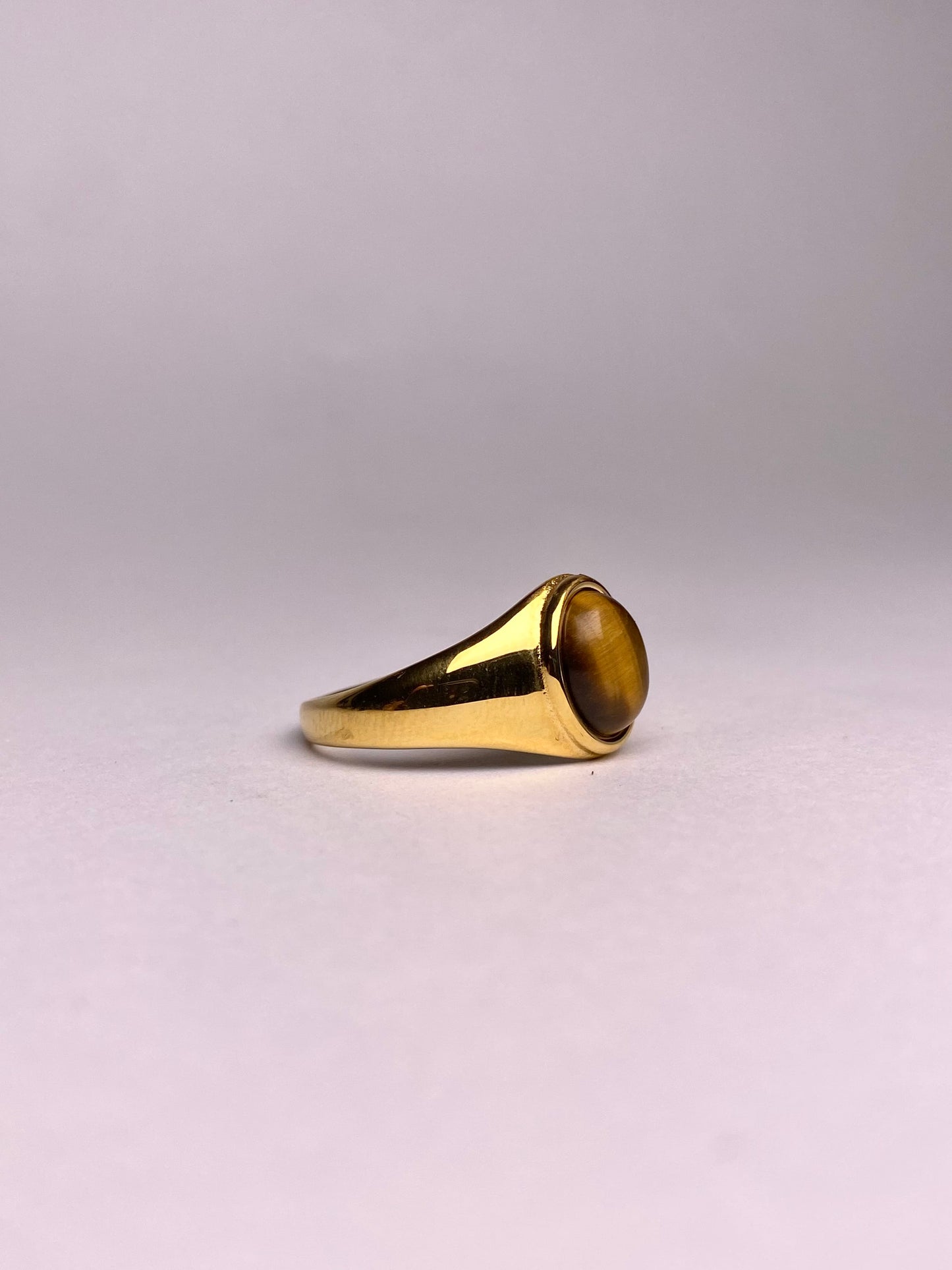 Tiger eye gold rings set for men, luxury stainless steel signet rings with brown stone, premium jewelry collection for men in Pakistan