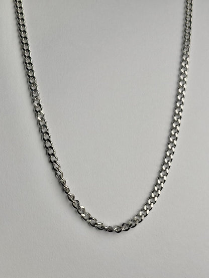 Men stainless steel curb chain necklace in Pakistan, polished silver curb link chain waterproof anti rust durable everyday men jewelry
