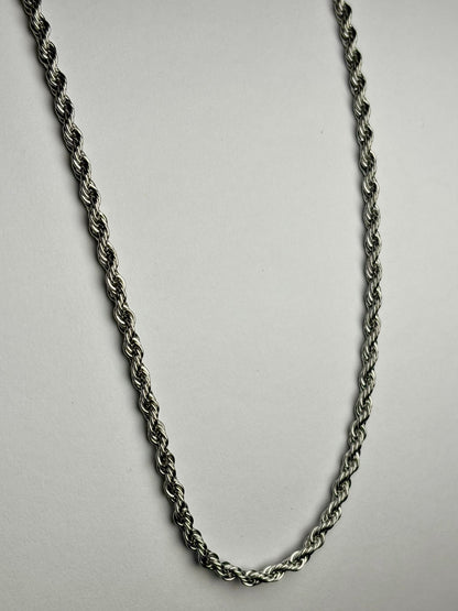 Men stainless steel rope chain necklace Pakistan, thick polished silver twisted rope chain waterproof anti rust durable everyday jewelry