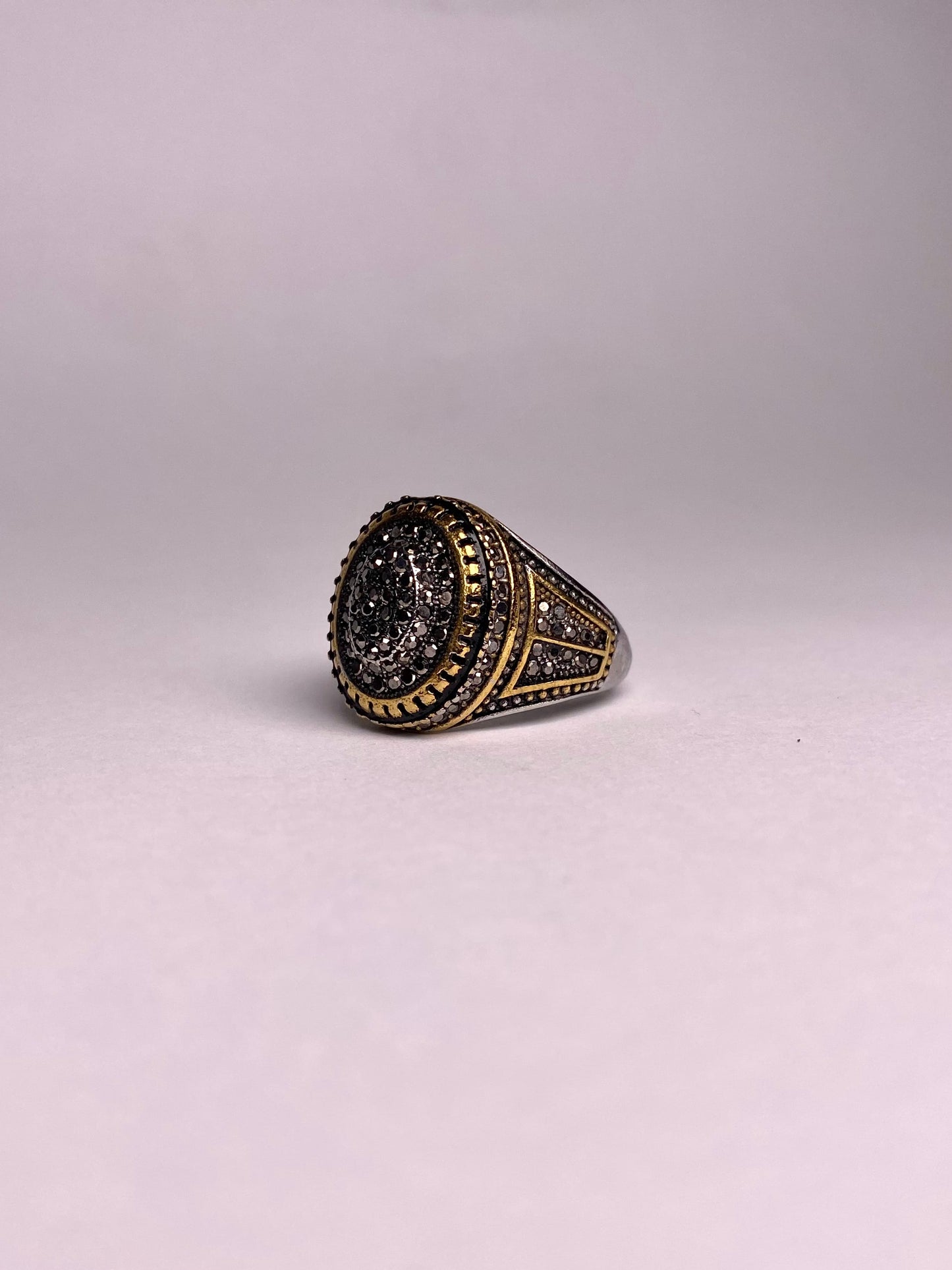 Vintage Turkish engraved ring for men, detailed antique style statement ring with intricate pattern, bold men ring available in Pakistan